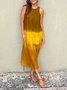 Damen Farbverlauf Ärmellos Sommer Kleid Rundhals Täglich Lässig Maxikleid Fließendes Kleid A-Linien-Kleid