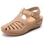 Retro Baotou Pantolette für Damen Sommer Neu Loch Schuhe Dicker Boden Rund Keilabsatz Tintenfisch Pantolette