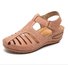 Retro Baotou Pantolette für Damen Sommer Neu Loch Schuhe Dicker Boden Rund Keilabsatz Tintenfisch Pantolette