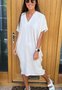 Damen Unifarben Halbarm Sommer Schlitz Kleid V-Ausschnitt Täglich Lässig Maxikleid Tanktop A-Linien-Kleid