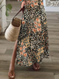 Damen Geblümt Kurzarm Sommer Print Kleid V-Ausschnitt Täglich Lässig Maxikleid X-Linie Kleid