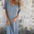 Damen Unifarben Kurzarm Sommer Nahtverarbeitung Kleid V-Ausschnitt Täglich Retro Maxikleid Tanktop A-Linien-Kleid