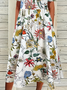 Damen Geblümt Halbarm Sommer Print Kleid Rundhals Täglich Lässig Maxikleid A-Linien-Kleid