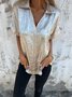Damen Unifarben Kurzarm Bluse Sommer Metall Schalkragen Täglich Lässig Oberteile