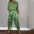 Damen Unifarben Taschennähen Zweiteiliges Set Täglich Halbarm Lässig Sommer Bluse mit Hose Matching Set