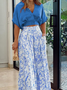 Damen Geblümt Print Dolman-Ärmel Zweiteiliges Set Täglich Halbarm Lässig Sommer Bluse mit Hose Matching Set