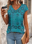 Damen Geblümt Kurzarm T-Shirts T-Shirt V-Ausschnitt Print Lässig Sommer T-Shirt mit Grafik Oberteile