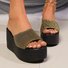 Golden Keilabsatz Steigerung Pantoletten für Damen Sommer Neu Dicker Boden Pailletten Netz Berühmtheit Fashion Lässig Pantolette