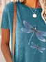 Damen Libelle Kurzarm T-Shirts T-Shirt Rundhals Print Lässig Sommer T-Shirt mit Grafik Oberteile