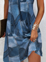 Damen Grafik mit Denim-Imitat-Print Kurzarm Sommer Print Kleid Rundhals Täglich Lässig Mini Tunika H-Linie Kleid