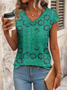 Damen Geblümt Kurzarm T-Shirts T-Shirt V-Ausschnitt Print Lässig Sommer T-Shirt mit Grafik Oberteile