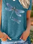 Damen Libelle Kurzarm T-Shirts T-Shirt Rundhals Print Lässig Sommer T-Shirt mit Grafik Oberteile