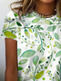 Damen Geblümt Kurzarm T-Shirts T-Shirt Rundhals Print Lässig Sommer T-Shirt mit Grafik Oberteile