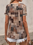 Damen Geometrisch Kurzarm T-Shirts T-Shirt V-Ausschnitt Print Lässig Sommer T-Shirt mit Grafik Oberteile