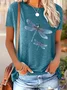Damen Libelle Kurzarm T-Shirts T-Shirt Rundhals Print Lässig Sommer T-Shirt mit Grafik Oberteile