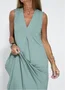 Damen Unifarben Ärmellos Sommer Nahtverarbeitung Kleid V-Ausschnitt Täglich Lässig Maxikleid Passen & Flare Kleid A-Linien-Kleid