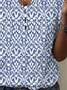 Damen Geometrisch Kurzarm T-Shirts T-Shirt V-Ausschnitt Print Lässig Sommer Oberteile
