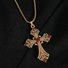 2025 Neu Retro Diamant Halskette Strass Lang Kreuz Pendant Pullover Kette Fashion fortschrittlich PUNK Halskette