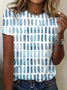 Damen Geometrisch Kurzarm T-Shirts T-Shirt Rundhals Print Lässig Sommer T-Shirt mit Grafik Oberteile