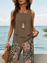 Damen Geblümt Print Zweiteiliges Set Täglich Ärmellos Lässig Sommer Bluse mit Hose Matching Set