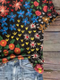 Damen Geblümt Kurzarm T-Shirts T-Shirt V-Ausschnitt Print Lässig Sommer T-Shirt mit Grafik Oberteile
