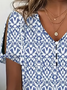 Damen Geometrisch Kurzarm T-Shirts T-Shirt V-Ausschnitt Print Lässig Sommer Oberteile