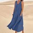 Damen Unifarben Ärmellos Sommer Nahtverarbeitung Kleid Rundhals Täglich Lässig Maxikleid Passen & Flare Kleid A-Linien-Kleid