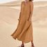 Damen Unifarben Ärmellos Sommer Nahtverarbeitung Kleid Rundhals Täglich Lässig Maxikleid Passen & Flare Kleid A-Linien-Kleid