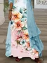 Damen Geblümt Print Zweiteiliges Set Täglich Dreiviertelärmel Lässig Frühling/Herbst Kleid mit Mantel Matching Set