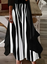 Damen abstrakte Streifen Print Zweiteiliges Set Täglich Dreiviertelärmel Lässig Frühling/Herbst Kleid mit Mantel Matching Set