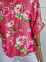 Damen Geblümt Dreiviertelärmel Bluse Frühling/Herbst Print Hemdkragen Täglich Lässig Oberteile