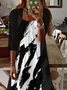 Damen Abstrakt Print Zweiteiliges Set Täglich Dreiviertelärmel Lässig Frühling/Herbst Kleid mit Mantel Matching Set