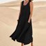 Damen Unifarben Ärmellos Sommer Nahtverarbeitung Kleid Rundhals Täglich Lässig Maxikleid Passen & Flare Kleid A-Linien-Kleid