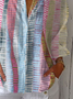 Damen Gestreift Dreiviertelärmel Bluse Frühling/Herbst Print Hemdkragen Täglich Lässig Oberteile