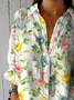 Damen Geblümt Dreiviertelärmel Bluse Frühling/Herbst Print Hemdkragen Täglich Lässig Oberteile