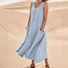 Damen Unifarben Ärmellos Sommer Nahtverarbeitung Kleid Rundhals Täglich Lässig Maxikleid Passen & Flare Kleid A-Linien-Kleid