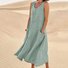 Damen Unifarben Ärmellos Sommer Nahtverarbeitung Kleid Rundhals Täglich Lässig Maxikleid Passen & Flare Kleid A-Linien-Kleid