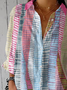 Damen Gestreift Dreiviertelärmel Bluse Frühling/Herbst Print Hemdkragen Täglich Lässig Oberteile