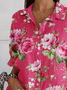 Damen Geblümt Dreiviertelärmel Bluse Frühling/Herbst Print Hemdkragen Täglich Lässig Oberteile