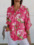 Damen Geblümt Dreiviertelärmel Bluse Frühling/Herbst Print Hemdkragen Täglich Lässig Oberteile