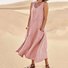 Damen Unifarben Ärmellos Sommer Nahtverarbeitung Kleid Rundhals Täglich Lässig Maxikleid Passen & Flare Kleid A-Linien-Kleid