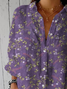 Damen Geblümt Dreiviertelärmel Bluse Frühling/Herbst Print Hemdkragen Täglich Lässig Oberteile