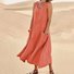 Damen Unifarben Ärmellos Sommer Nahtverarbeitung Kleid Rundhals Täglich Lässig Maxikleid Passen & Flare Kleid A-Linien-Kleid