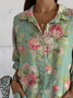 Damen Geblümt Dreiviertelärmel Bluse Frühling/Herbst Print Hemdkragen Täglich Lässig Oberteile