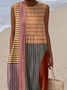 Damen Gestreift Ärmellos Sommer Print Kleid Rundhals Täglich Lässig Maxikleid Tanktop H-Linie Kleid