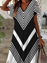 Damen Geometrisch Kurzarm Sommer Print Kleid V-Ausschnitt Täglich Lässig Maxikleid X-Linie Kleid