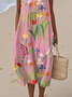 Damen Geblümt Ärmellos Sommer Print Kleid Rundhals Täglich Lässig Maxikleid Tanktop H-Linie Kleid