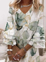 Damen Geblümt Halbarm Sommer Print Kleid V-Ausschnitt Täglich Lässig Maxikleid H-Linie Kleid