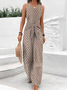 Damen Geometrisch V-Ausschnitt Ärmellos Retro Sommer Jumpsuit