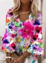 Damen Geblümt Halbarm Sommer Print Kleid V-Ausschnitt Täglich Lässig Maxikleid H-Linie Kleid